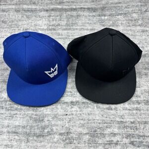 Lot of 2 Crown Logo Yupoong The Classics Blue Black Authentic SnapBack Mesh Caps